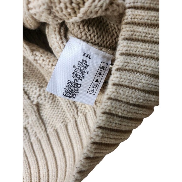 Bullock & Jones Fisherman Cable Knit Sweater Mens XXL Beige Cotton Cashmere - Picture 10 of 14